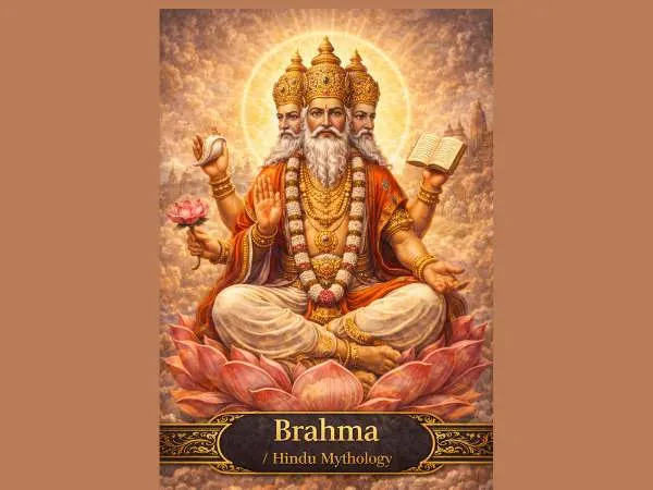 Brahma seated in divine lotus bloom